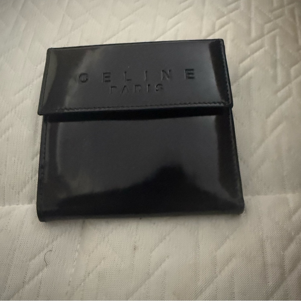 Celine Glossy Black Leather Wallet